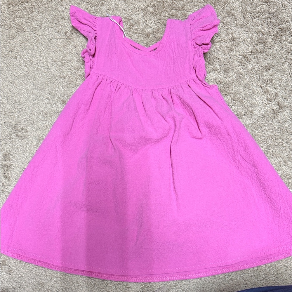 Amazon Pink Flutter Sleeve Kids Dress